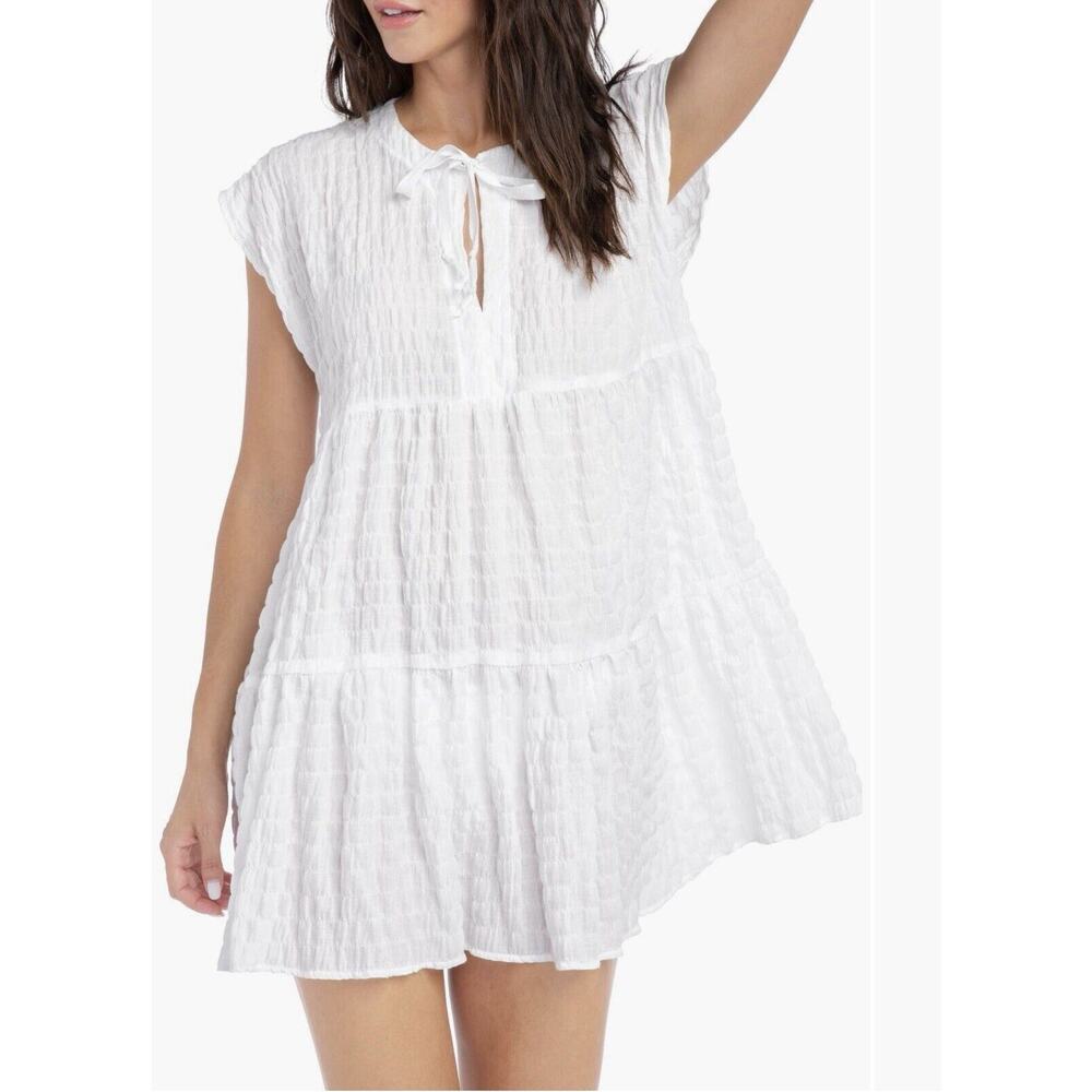 ROBIN PICCONE Women's Fiona Flouncy Cover Up Dress Size M- White NWOT
